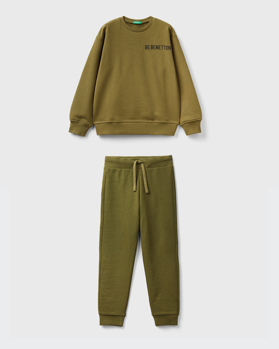 100% Cotton Sweatshirt Tracksuit With Logo _01