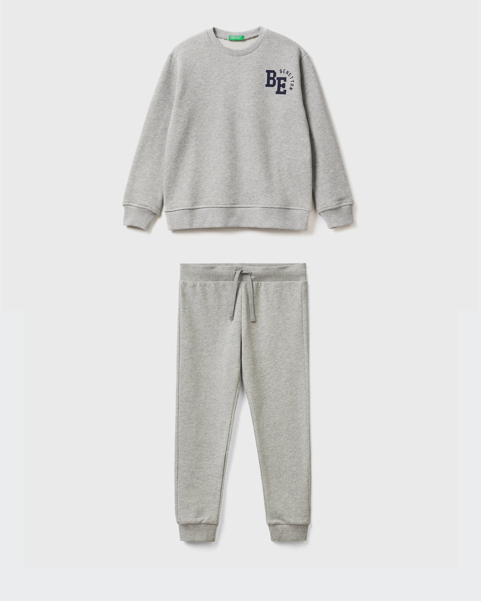 100% Cotton Sweatshirt Tracksuit With Logo _01