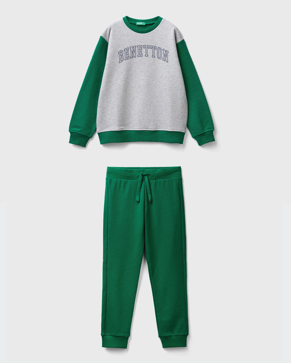 100% Cotton Sweatshirt Tracksuit With Logo _01