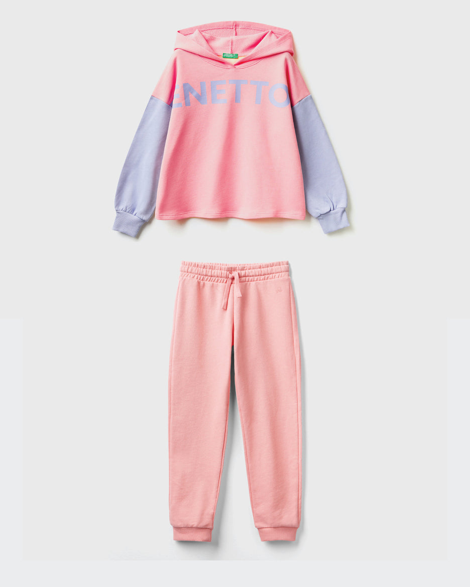 100% Cotton Oversized Hoodie Tracksuit With Logo_01