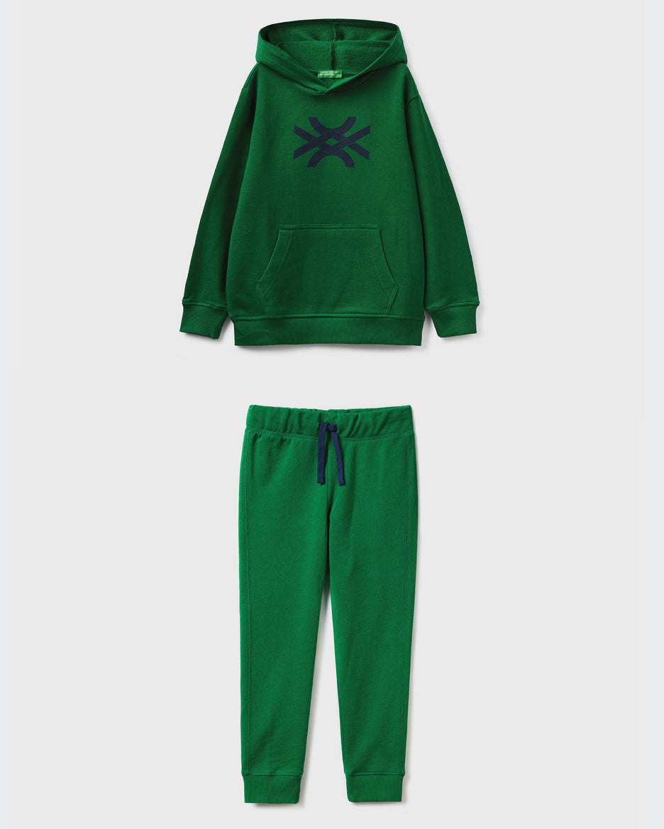 100% Cotton Hoodie Tracksuit With Logo_01