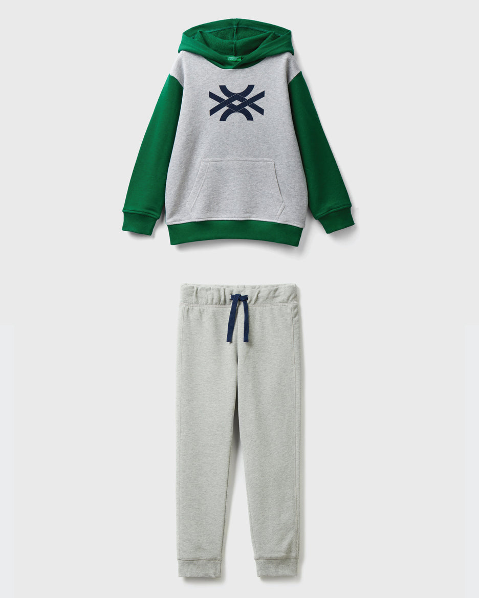 100% Cotton Hoodie Tracksuit With Logo_01