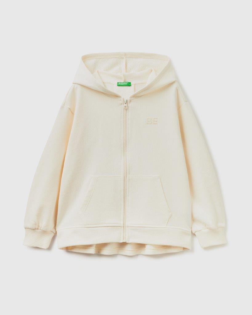 100% Cotton Zip-Up Sweatshirt Tracksuit With &quot;Be&quot; Embroidery_02