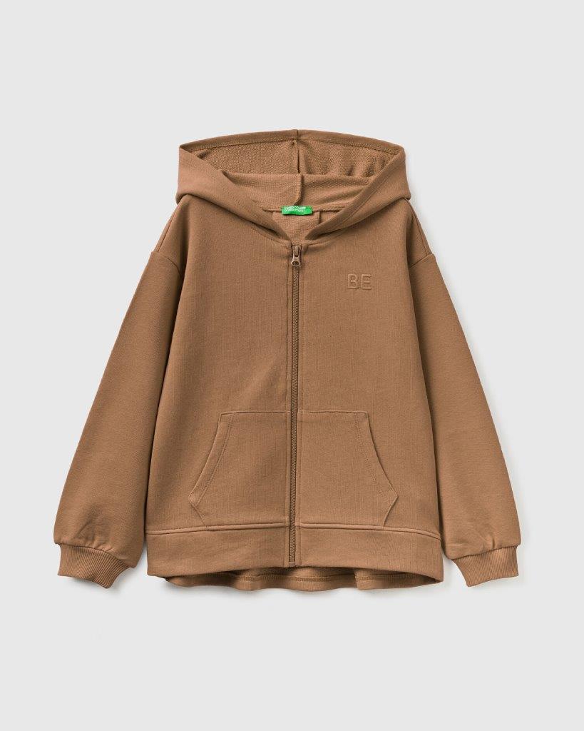 100% Cotton Zip-Up Sweatshirt Tracksuit With &quot;Be&quot; Embroidery_02