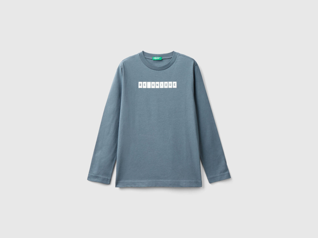 Front view of a  full-sleeve T-shirt for mens, featuring a white &