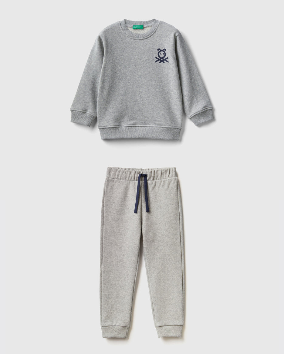 100% Cotton Sweatshirt Tracksuit With Logo _01