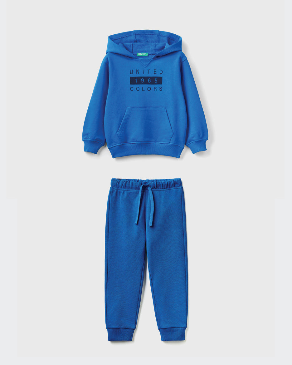 100% Cotton Hoodie Tracksuit With Logo_01