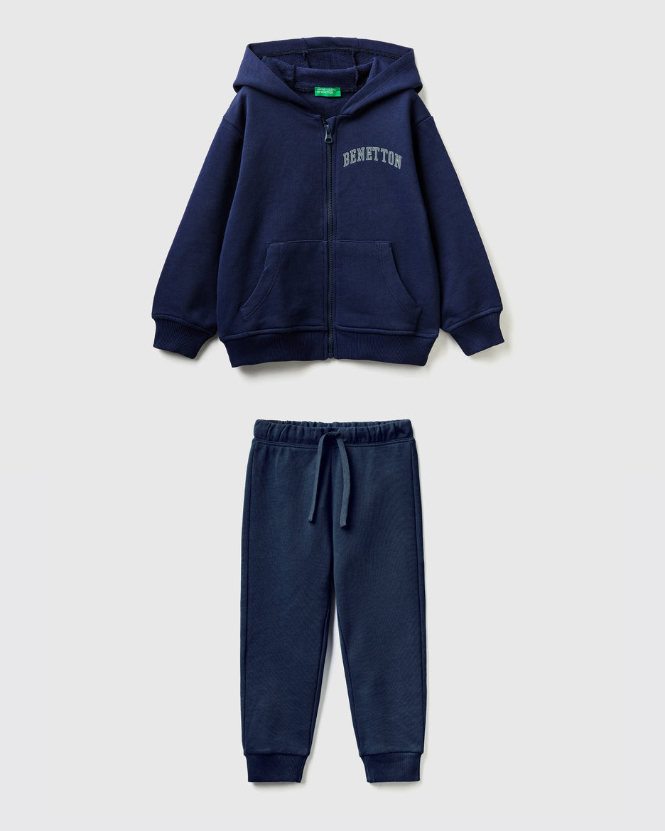 100% Cotton Hoodie Tracksuit With Logo_01